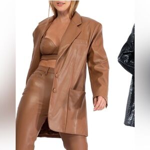 AFRM Veagan Faux Camel Leather Jacket